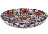 A picture of a Polish Pottery 11.75" Shallow Salad Bowl (Poppies & Posies) | M173S-IM02 as shown at PolishPotteryOutlet.com/products/11-75-shallow-salad-bowl-poppies-posies