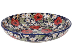 Polish Pottery 11.75" Shallow Salad Bowl (Poppies & Posies) | M173S-IM02 Additional Image at PolishPotteryOutlet.com
