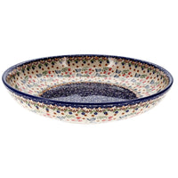 A picture of a Polish Pottery 11.75" Shallow Salad Bowl (Wildflower Delight) | M173S-P273 as shown at PolishPotteryOutlet.com/products/11-75-shallow-salad-bowl-wildflower-delight-m173s-p273