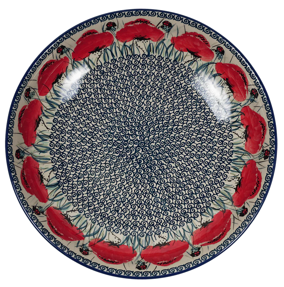 Bowl, Round, Shallow, Salad, 11.75" in "Poppy Paradise" by Manufaktura | M173S-PD01