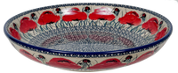 A picture of a Polish Pottery 11.75" Shallow Salad Bowl (Poppy Paradise) | M173S-PD01 as shown at PolishPotteryOutlet.com/products/11-75-shallow-salad-bowl-poppy-paradise