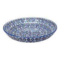 A picture of a Polish Pottery 11.75" Shallow Salad Bowl (Field of Daisies) | M173S-S001 as shown at PolishPotteryOutlet.com/products/11-75-bowl-field-of-daisies-m173s-s001