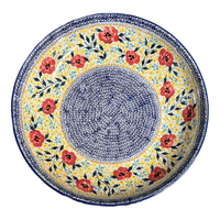 A picture of a Polish Pottery 11.75" Shallow Salad Bowl (Brilliant Wreath) | M173S-WK78 as shown at PolishPotteryOutlet.com/products/11-75-bowl-brilliant-wreath-m173s-wk78