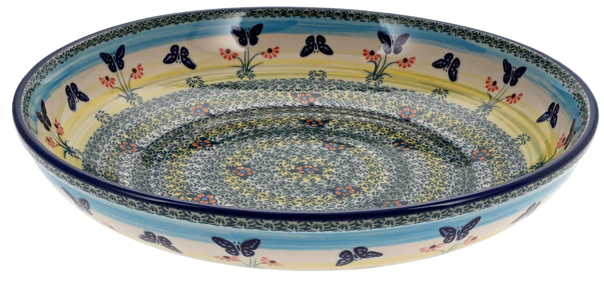 Bowl, Round, Shallow, Salad, 11.75" in "Butterflies in Flight" by Manufaktura | M173S-WKM