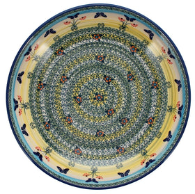 Polish Pottery 11.75" Shallow Salad Bowl (Butterflies in Flight) | M173S-WKM Additional Image at PolishPotteryOutlet.com