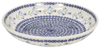 A picture of a Polish Pottery 11.75" Shallow Salad Bowl (Lily of the Valley) | M173T-ASD as shown at PolishPotteryOutlet.com/products/11-3-4-shallow-salad-bowl-lily-of-the-valley