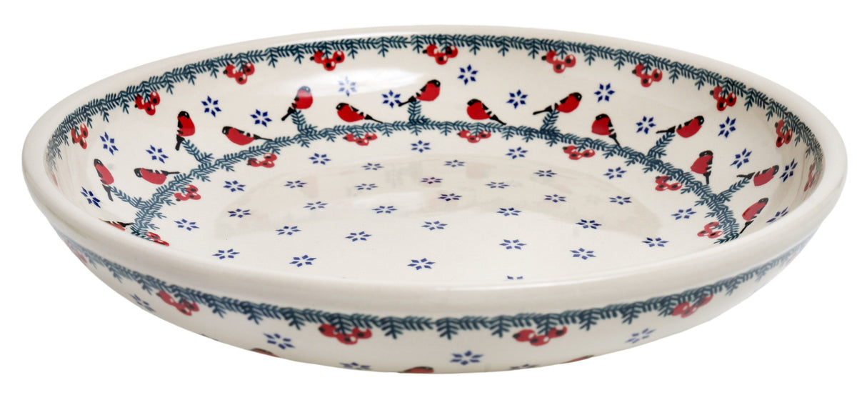 Bowl, Round, Shallow, Salad, 11.75" in "Red Bird" by Manufaktura | M173T-GILE