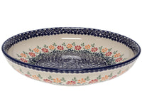 A picture of a Polish Pottery 11.75" Shallow Salad Bowl (Flower Power) | M173T-JS14 as shown at PolishPotteryOutlet.com/products/11-3-4-shallow-salad-bowl-flower-power