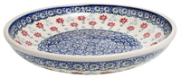 A picture of a Polish Pottery 11.75" Shallow Salad Bowl (Summer Blossoms) | M173T-P232 as shown at PolishPotteryOutlet.com/products/11-3-4-shallow-salad-bowl-summer-blossoms
