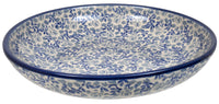 A picture of a Polish Pottery 11.75" Shallow Salad Bowl (English Blue) | M173U-AS53 as shown at PolishPotteryOutlet.com/products/11-3-4-shallow-salad-bowl-english-blue