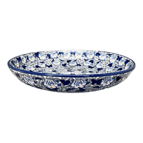 Polish Pottery 11.75" Shallow Salad Bowl (Dusty Blue Butterflies) | M173U-AS56 Additional Image at PolishPotteryOutlet.com