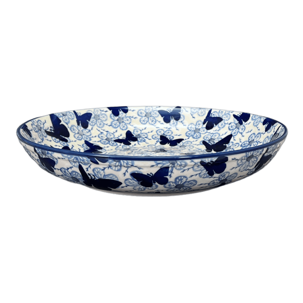 Bowl, Round, Shallow, Salad, 11.75" in "Blue Butterfly" by Manufaktura | M173U-AS58