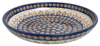 A picture of a Polish Pottery 11.75" Shallow Salad Bowl (Floral Spray) | M173U-DSO as shown at PolishPotteryOutlet.com/products/11-3-4-shallow-salad-bowl-floral-spray