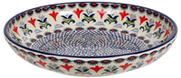 A picture of a Polish Pottery 11.75" Shallow Salad Bowl (Scandinavian Scarlet) | M173U-P295 as shown at PolishPotteryOutlet.com/products/11-3-4-shallow-salad-bowl-scandinavian-scarlet
