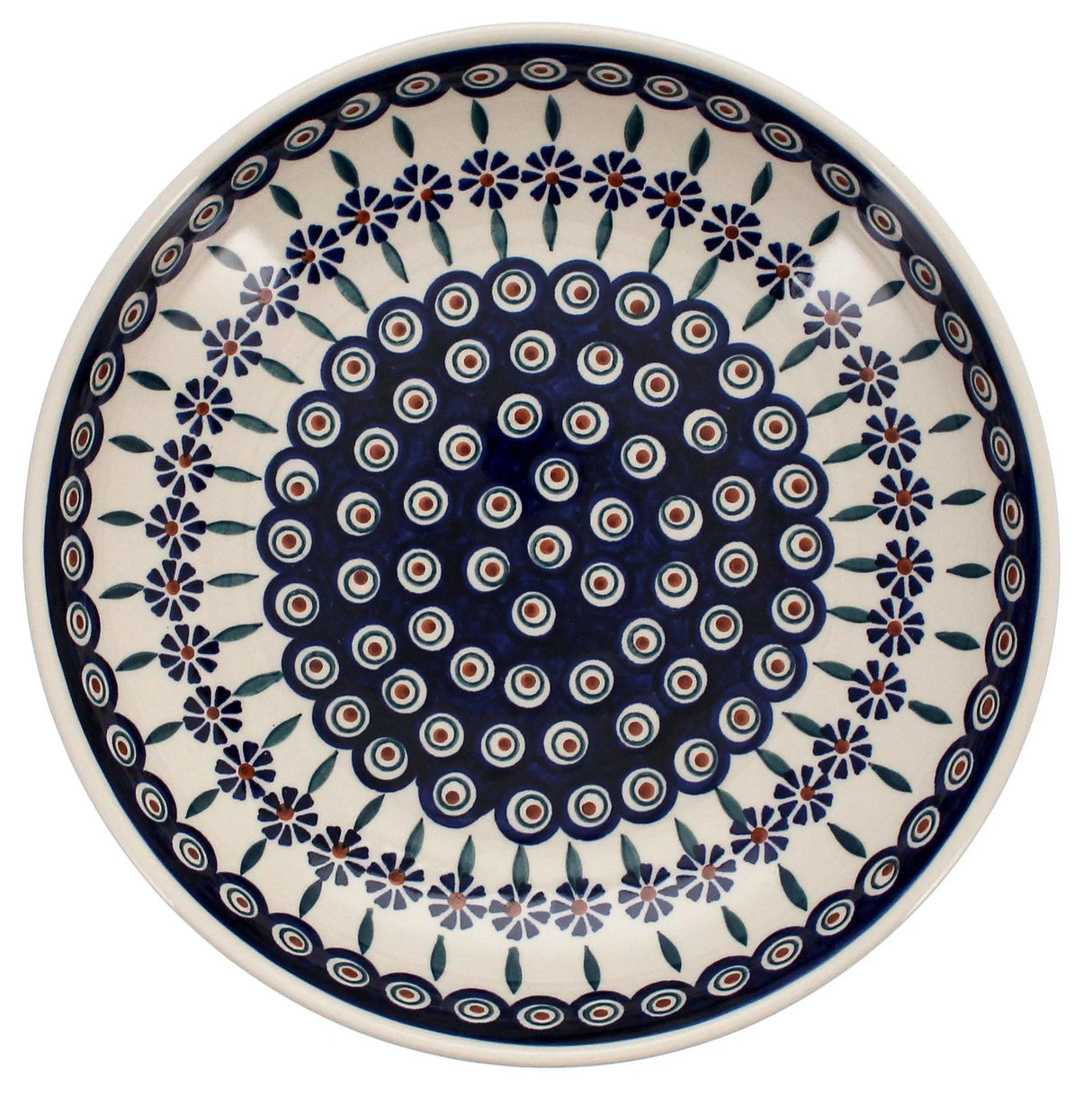 Bowl, Round, Shallow, Salad, 11.75" in "Floral Peacock" by Manufaktura | M173T-54KK