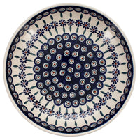 A picture of a Polish Pottery 11.75" Shallow Salad Bowl (Floral Peacock) | M173T-54KK as shown at PolishPotteryOutlet.com/products/11-75-bowl-floral-peacock-m173t-54kk