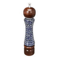 A picture of a Polish Pottery Pepper Mill - Dark Wood (Riptide) | M182AT-63 as shown at PolishPotteryOutlet.com/products/pepper-mill-dark-wood-riptide-m182at-63