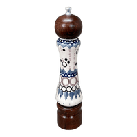 A picture of a Polish Pottery Pepper Mill - Dark Wood (Bubble Blast) | M182AU-IZ23 as shown at PolishPotteryOutlet.com/products/salt-pepper-mill-dark-wood-bubble-blast-m182au-iz23