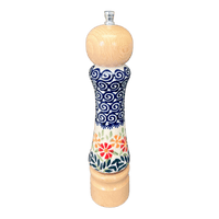 A picture of a Polish Pottery Pepper Mill (Flower Power) | M182T-JS14 as shown at PolishPotteryOutlet.com/products/pepper-mill-flower-power-m182t-js14