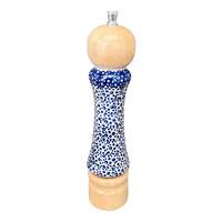 A picture of a Polish Pottery Pepper Mill (Sea Foam) | M182T-MAGM as shown at PolishPotteryOutlet.com/products/pepper-mill-sea-foam-m182t-magm