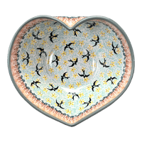 A picture of a Polish Pottery Large Heart Bowl (Capistrano) | M189S-WK59 as shown at PolishPotteryOutlet.com/products/large-heart-bowl-capistrano-m189s-wk59