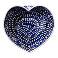 A picture of a Polish Pottery Large Heart Bowl (Gothic) | M189T-13 as shown at PolishPotteryOutlet.com/products/large-heart-bowl-gothic-m189t-13