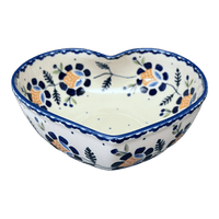 A picture of a Polish Pottery Large Heart Bowl (Cornflower) | M189T-RU as shown at PolishPotteryOutlet.com/products/large-heart-bowl-cornflower-m189t-ru