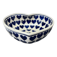 A picture of a Polish Pottery Large Heart Bowl (Whole Hearted) | M189T-SEDU as shown at PolishPotteryOutlet.com/products/large-heart-bowl-whole-hearted-m189t-sedu