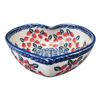 A picture of a Polish Pottery Large Heart Bowl (Fresh Strawberries) | M189U-AS70 as shown at PolishPotteryOutlet.com/products/large-heart-bowl-fresh-strawberries-m189u-as70