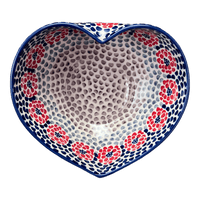A picture of a Polish Pottery Large Heart Bowl (Falling Petals) | M189U-AS72 as shown at PolishPotteryOutlet.com/products/large-heart-bowl-falling-petals-m189u-as72