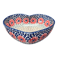 A picture of a Polish Pottery Large Heart Bowl (Falling Petals) | M189U-AS72 as shown at PolishPotteryOutlet.com/products/large-heart-bowl-falling-petals-m189u-as72