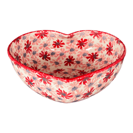 Bowl, Heart-Shaped, Large, 6.75" x 7" in "Scarlet Daisy" by Manufaktura | M189U-AS73