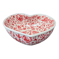 A picture of a Polish Pottery Large Heart Bowl (Rose - Floribunda) | M189U-GZ32 as shown at PolishPotteryOutlet.com/products/large-heart-bowl-rose-floribunda-m189u-gz32