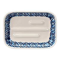 A picture of a Polish Pottery Rectangular Soap Dish (Baby Blue Eyes) | M191T-MC19 as shown at PolishPotteryOutlet.com/products/rectangular-soap-dish-baby-blue-eyes-m191t-mc19