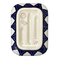 A picture of a Polish Pottery Rectangular Soap Dish (Sea of Hearts) | M191T-SEA as shown at PolishPotteryOutlet.com/products/rectangular-soap-dish-sea-of-hearts-m191t-sea