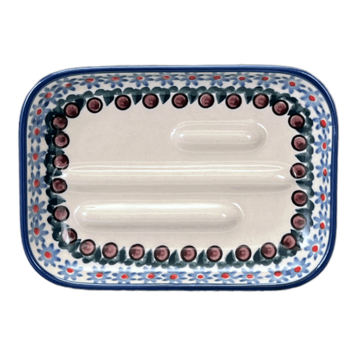 Soap Dish, 5" x 3.5" in "Floral Swirl" by Manufaktura | M191U-BL01