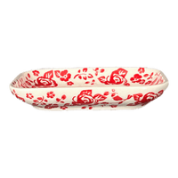 A picture of a Polish Pottery Rectangular Soap Dish (Rose - Floribunda) | M191U-GZ32 as shown at PolishPotteryOutlet.com/products/rectangular-soap-dish-rose-floribunda-m191u-gz32