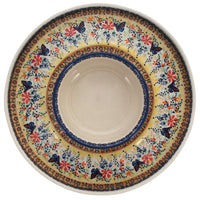 A picture of a Polish Pottery Chip and Dip Platter (Butterfly Bliss) | N007S-WK73 as shown at PolishPotteryOutlet.com/products/cake-plate-hors-doeuvres-combo-butterfly-bliss-n007s-wk73