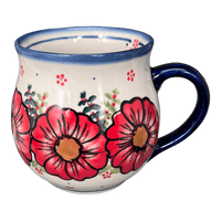 A picture of a Polish Pottery 16 oz. Large Belly Mug (Amaryllis) | NDA10-101 as shown at PolishPotteryOutlet.com/products/large-belly-mug-amaryllis-nda10-101