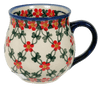 Polish Pottery 16 oz. Large Belly Mug (Red Lattice) | NDA10-20 at PolishPotteryOutlet.com