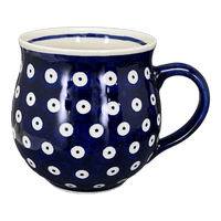 A picture of a Polish Pottery 16 oz. Large Belly Mug (Dot to Dot) | NDA10-22 as shown at PolishPotteryOutlet.com/products/large-belly-mug-dot-to-dot-nda10-22