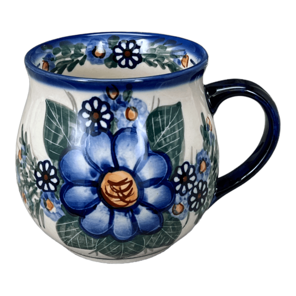 Mug, Belly Mug, 16 oz Large in "Blue Bouquet" by Andy | NDA10-7