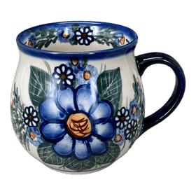 Polish Pottery 16 oz. Large Belly Mug (Blue Bouquet) | NDA10-7 Additional Image at PolishPotteryOutlet.com