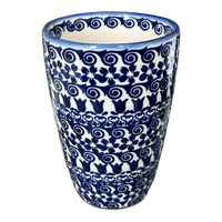 A picture of a Polish Pottery Large Tumbler (Tulip Path) | NDA11-25 as shown at PolishPotteryOutlet.com/products/large-tumbler-tulip-path-nda11-25