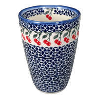 A picture of a Polish Pottery Large Tumbler (Cherries Jubilee) | NDA11-29 as shown at PolishPotteryOutlet.com/products/large-tumbler-cherries-jubilee-nda11-29