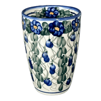 A picture of a Polish Pottery Large Tumbler (Blue Cascade) | NDA11-A31 as shown at PolishPotteryOutlet.com/products/large-tumbler-blue-cascade-nda11-31
