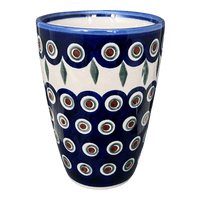 A picture of a Polish Pottery Large Tumbler (Peacock) | NDA11-43 as shown at PolishPotteryOutlet.com/products/large-tumbler-peacock-nda11-43