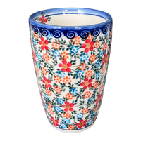 A picture of a Polish Pottery Large Tumbler (Meadow in Bloom) | NDA11-A54 as shown at PolishPotteryOutlet.com/products/large-tumbler-meadow-in-bloom-nda11-54