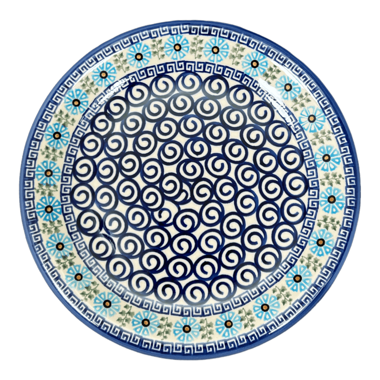 Plate, Round, Dinner, 10.25" in "Blue Daisy Spiral" by Andy | NDA113-38