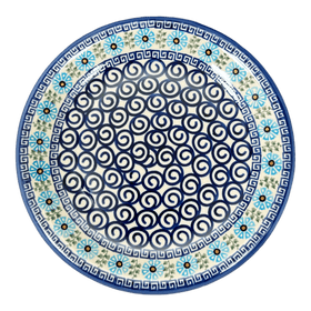 Polish Pottery 10.25" Plate (Blue Daisy Spiral) | NDA113-38 Additional Image at PolishPotteryOutlet.com